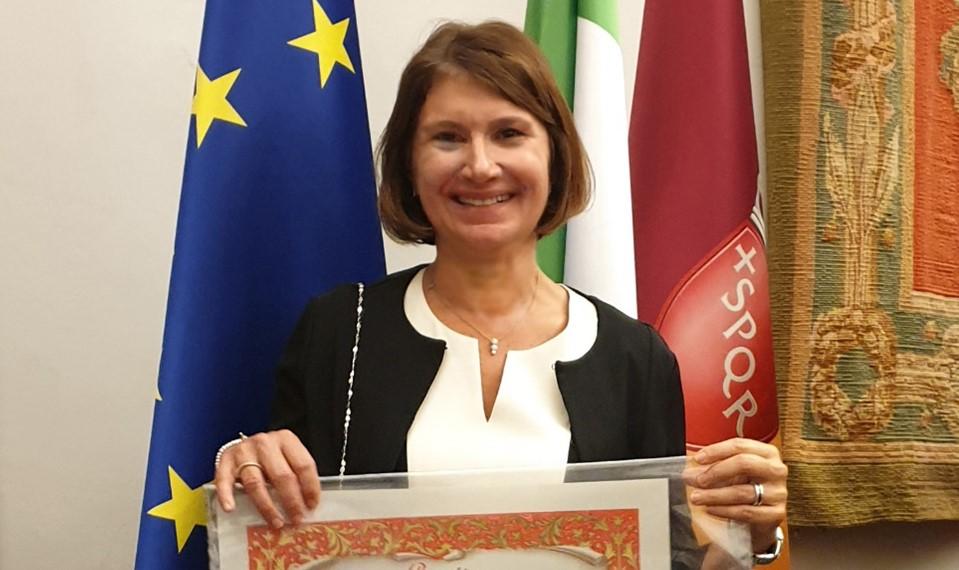 Girone travelled to Rome to receive the award, which was given to her in recognition of her contribution to particle-physics research and scientific computing.